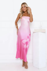 Lush Orchid Strapless Satin Maxi Dress Pink