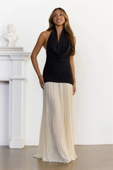 Luxe Behaviour Cowl Neck Halter Maxi Dress Black