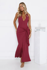 Pretty In Motion Halter Maxi Burgundy